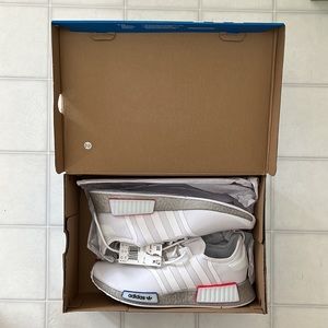 NWB Adidas NMD R1 White, Blue, & Red Athletic Shoes/Sneakers